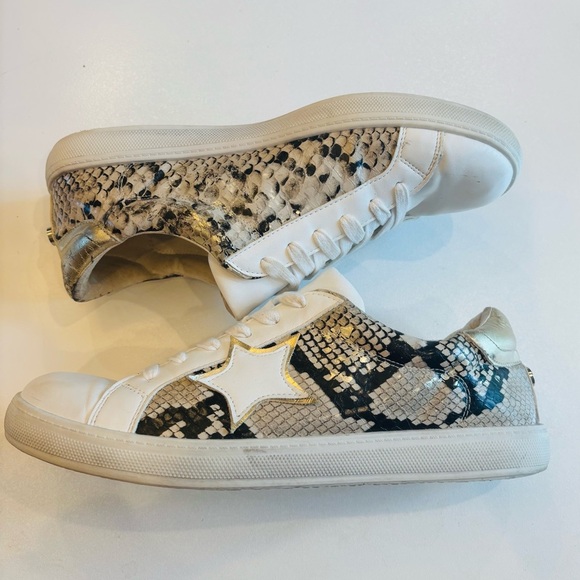 Steve Madden White and Gold Snake Print Sneakers Size 11 - Picture 5 of 10